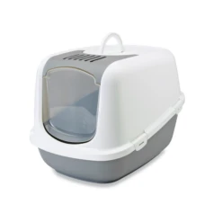 Savic Lichtgrijs/Wit Combi Deal Kattenbak Nestor XXL + Vervangingsfilter + Bag It Up Litter Tray Bags