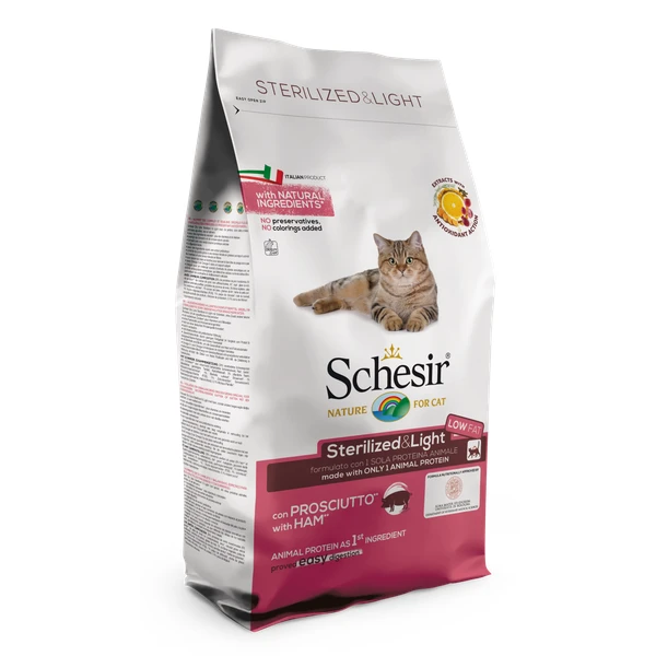 Schesir Cat Dry Sterilized & Light Ham Kattenvoer 1.5 Kg Monoprotein 1 Schesir Cat Dry Sterilized & Light Ham Kattenvoer 1.5 Kg Monoprotein