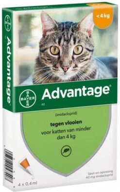Advantage 2 X 4 Pipetten Â, ®, 40 Voor Katten Van Minder Dan 4 Kg Dubbelpak -Dierenwinkel Met Korting advantage 40 anti vlo kat tot 4 kg 4 pipetten 04 ml 41059