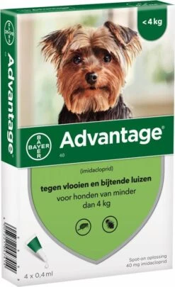 Advantage 2 X 4 Pipetten Â, ®, 40 Voor Honden Van Minder Dan 4 Kg Dubbelpak -Dierenwinkel Met Korting advantage hond 86585