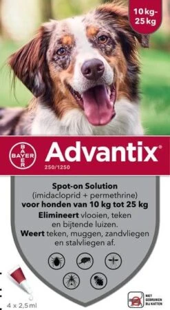 Advantix 10% Korting! ®, Spot On Solution Voor Honden Voor Honden 10 Kg 25 Kg (6 Pipetten ) -Dierenwinkel Met Korting advantix spot on 250 25 ml anti vlooien en tekenmiddel 4 pip 10 25 kg 32590