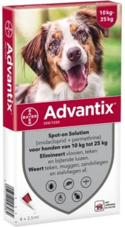 Advantix 10% Korting! ®, Spot On Solution Voor Honden Voor Honden 10 Kg 25 Kg (6 Pipetten ) -Dierenwinkel Met Korting advantix spot on 250 anti vlo en teek 10 25 kg 6 pipetten 50645