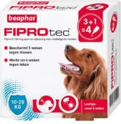 Beaphar Fiprotec Dog 3+1 Pip Anti Vlooien En Tekenmiddel 10 20kg 10 20kg -Dierenwinkel Met Korting beaphar fiprotec 10 20 kg 3 1 stuks 33014