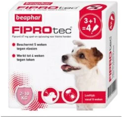 Beaphar Fiprotec Dog 3+1 Pip Anti Vlooien En Tekenmiddel 2 10kg 2 10kg -Dierenwinkel Met Korting beaphar fiprotec 2 10 kg 3 1 stuks 49799