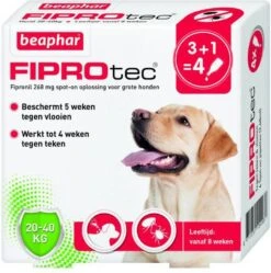 Beaphar Fiprotec Dog 3+1 Pip Anti Vlooien En Tekenmiddel 20 40kg Vanaf 12 Maanden -Dierenwinkel Met Korting beaphar fiprotec 20 40 kg 3 1 stuks 36299