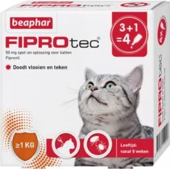 Beaphar Fiprotec Cat Anti Vlooien En Tekenmiddel 3+1 Pip >1kg -Dierenwinkel Met Korting beaphar fiprotec kat 118553