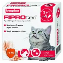 Beaphar Fiprotec Cat Anti Vlooien En Tekenmiddel 3+1 Pip >1kg -Dierenwinkel Met Korting beaphar fiprotec kat 3 1 stuks 41629