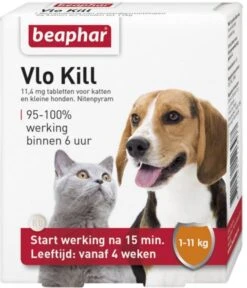 Beaphar 2x Vlo Kill Anti Vlooien Tabletten Hond 1 11 Kg 6 Tabletten -Dierenwinkel Met Korting beaphar vlo kill kleine hond kat 6 tab 21368