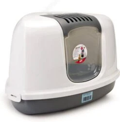 Savic Nestor Corner Kattenbak Wit/Grijs 58, 5 X 45, 5 X 40 Cm -Dierenwinkel Met Korting beeztees kattenbak nestor corner grijswit 58x45x40 1054922