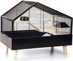 Beeztees Ayaz Knaagdierkooi Metaal Houten Poten Zwart 58x38x46 Cm -Dierenwinkel Met Korting beeztees knaagdierenkooi ayaz 58x38x46 cm metaal zwart 283373