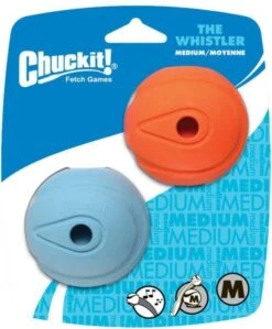 Chuckit! Chuckit Whistler Balls Hondenspeelgoed Ø6 Cm Blauw Oranje -Dierenwinkel Met Korting chuckit the wistler 2 pack 6 cm 20834
