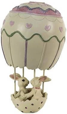 Clayre & Eef Witte Decoratie Konijnen In Luchtballon 11*11*19 Cm 6pr3549