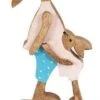 Clayre & Eef Beeld Konijn 12x6x22 Cm Bruin Blauw Hout Woonaccessoires Paashaas Pasen Bruin Woonaccessoires Paashaas