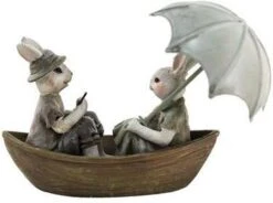 Clayre & Eef Beeld Konijn 14x10x12 Cm Groen Bruin Kunststof