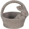 Clayre & Eef Beeld Konijn 24x21x22 Cm Grijs Bruin Steen Rond Woonaccessoires Paashaas Pasen Grijs Woonaccessoires