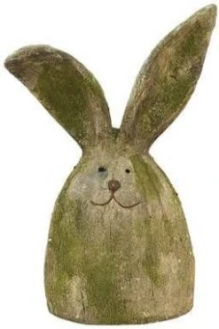 Clayre & Eef Beeld Konijn 53 Cm Beige Groen Steen Decoratief Figuur Paashaas Woonaccessoires Beige Decoratief Figuur