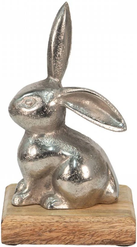 Clayre & Eef Beeld Konijn 11x10x20 Cm Zilverkleurig Aluminium Hout Decoratief Figuur Paashaas Woonaccessoires 2 Clayre & Eef Beeld Konijn 11x10x20 Cm Zilverkleurig Aluminium Hout Decoratief Figuur Paashaas Woonaccessoires - Afbeelding 2