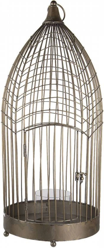 Clayre & Eef Vogelkooi Decoratie 69 Cm Grijs Metaal Rond Decoratie 2 Clayre & Eef Vogelkooi Decoratie 69 Cm Grijs Metaal Rond Decoratie - Afbeelding 2