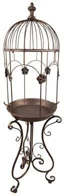 Clayre & Eef Planthouder Ø 33x127 Cm Bruin Grijs Ijzer Bloemen Decoratie Plantenhouder Bruin Decoratie Plantenhouder