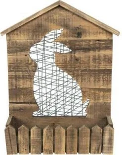 Clayre & Eef Planthouder 37x11x48 Cm Bruin Hout Konijn Bloempot Decoratie Pot Bruin Bloempot Decoratie Pot