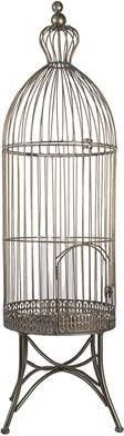 Clayre & Eef Vogelkooi Decoratie 107 Cm Grijs Metaal Rond Decoratie Vogelkooi Hangend Grijs Decoratie