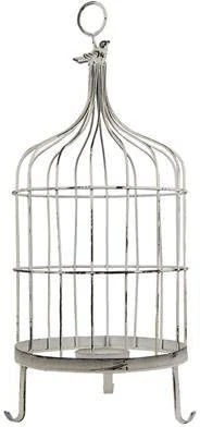 Clayre & Eef Vogelkooi Decoratie Vogel 61 Cm Wit Metaal Rond Decoratie Vogelkooi Hangend Wit Decoratie