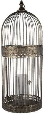 Clayre & Eef Windlicht 79 Cm Grijs Metaal Rond Kaarsenhouder Sfeerverlichting Grijs Kaarsenhouder Sfeerverlichting