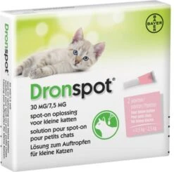 Dronspot 30 Mg/7, 5 Mg Spot On Oplossing Voor Katten(0, 5 2, 5 Kg)5 X 2 Pipetten -Dierenwinkel Met Korting dronspot spot on kat s 2 pipetten 62351