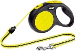 Flexi Rollijn New Classic NeonKoord Hondenriem 5 M Zwart Geel -Dierenwinkel Met Korting flexi new neon koord 18578