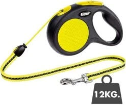 Flexi Rollijn New Classic NeonKoord Hondenriem 5 M Zwart Geel -Dierenwinkel Met Korting flexi new neon koord 20400