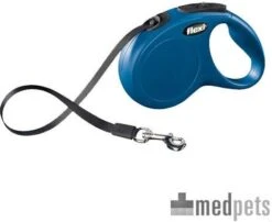 Flexi Rollijn New Classic Tape Medium 5 M Hondenriem Blauw Tot25kg -Dierenwinkel Met Korting flexi rollijn new classic tape leash m blauw 41901