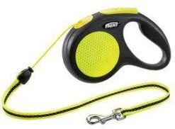 Flexi Rollijn New Classic NeonKoord Hondenriem 5 M Zwart Geel -Dierenwinkel Met Korting flexi rollijn new neon cord leash 12656