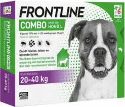Frontline Combo L: Van 20 Tot 40 Kg Anti Vlooienmiddel En Tekenmiddel Hond 3 Pipetten -Dierenwinkel Met Korting frontline combo spot on hond l 20 40 kg dubbelpak 2 x 6 pipetten x 2 68 ml 115284