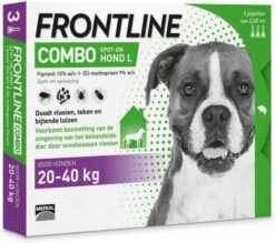 Frontline Combo L: Van 20 Tot 40 Kg Anti Vlooienmiddel En Tekenmiddel Hond 3 Pipetten -Dierenwinkel Met Korting frontline combo spot on hond l 3 pipetten 48110