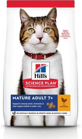Hill's Hill's Mature Adult 7+ Kip Kattenvoer 10 Kg + 12 X Hill's Mature/Senior Favourite Selection Pouches 2 Hill's Hill's Mature Adult 7+ Kip Kattenvoer 10 Kg + 12 X Hill's Mature/Senior Favourite Selection Pouches - Afbeelding 2