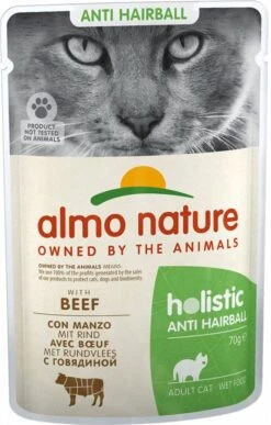 Holistic 20 + 4 Gratis! 24 X 70 G Almo Nature Natvoer Anti Hairball Met Rund -Dierenwinkel Met Korting holistic 24x70g anti hairball rund almo nature kattenvoer 110056