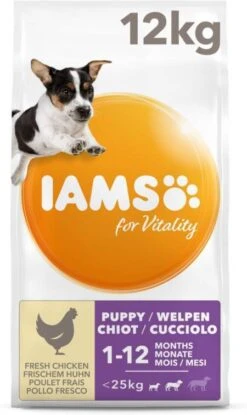Iams 2x12kg For Vitality Dog Puppy & Junior Small/Medium Kip Hondenvoer -Dierenwinkel Met Korting iams dog puppy junior small medium kip 12 kg 65429