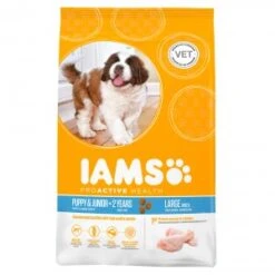 Iams 2x12kg For Vitality Dog Puppy & Junior Large Kip Hondenvoer