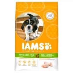 Iams 2x12kg For Vitality Dog Puppy & Junior Small/Medium Kip Hondenvoer