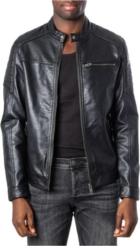 JACK & JONES CORE Imitatieleren Tussenjas Rocky Zwart 6 JACK & JONES CORE Imitatieleren Tussenjas Rocky Zwart - Afbeelding 6