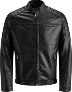 JACK & JONES CORE Imitatieleren Tussenjas Rocky Zwart 26 JACK & JONES CORE Imitatieleren Tussenjas Rocky Zwart -Dierenwinkel Met Korting jack en jones jasje zwart heren 4055330