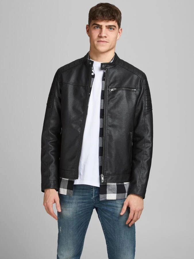 JACK & JONES CORE Imitatieleren Tussenjas Rocky Zwart 17 JACK & JONES CORE Imitatieleren Tussenjas Rocky Zwart - Afbeelding 17