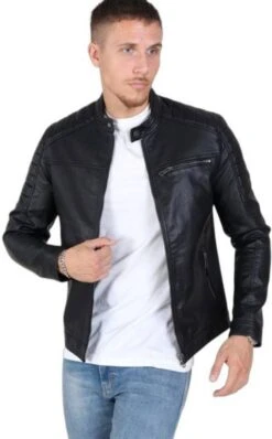 JACK & JONES CORE Imitatieleren Tussenjas Rocky Zwart 27 JACK & JONES CORE Imitatieleren Tussenjas Rocky Zwart -Dierenwinkel Met Korting jack en jones rocky jakke 1251069