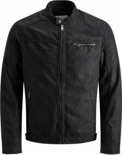 JACK & JONES CORE Imitatieleren Tussenjas Rocky Zwart 29 JACK & JONES CORE Imitatieleren Tussenjas Rocky Zwart -Dierenwinkel Met Korting jack en jones rocky jas heren 35280