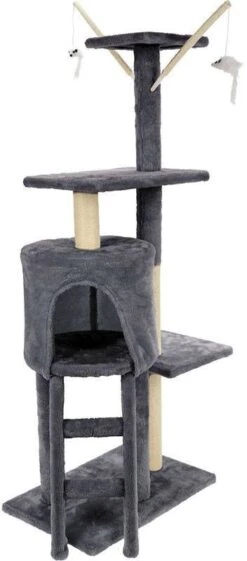 Huismerk Premium Katten Krab Toren Grijs 45 X 30 X 110 CM -Dierenwinkel Met Korting kattenkrabtoren grijs 9532