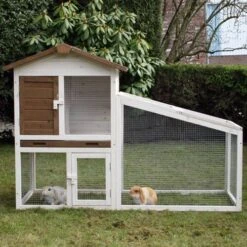 @Pet Konijnenhok Tommy 140x65x100 Cm Wit En Bruin 20072 -Dierenwinkel Met Korting merkloos konijnenhok loft 23869