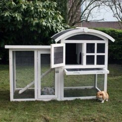 @Pet Konijnenhok Piazza 130x62x90, 5 Cm Wit En Zwart 20085 -Dierenwinkel Met Korting merkloos konijnenhok piazza 19716