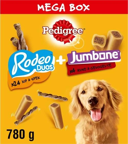Pedigree Megabox Rodeo Duos & Jumbone Hondensnack Per Verpakking 1 Pedigree Megabox Rodeo Duos & Jumbone Hondensnack Per Verpakking