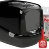PeeWee EcoDome XXL Zwart +3 Kg Houtkorrels +Schepje, Kattenbak Combideal