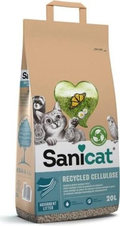 Sanicat Recycled Cellulose Kattenbakvulling 2 X 20 Liter